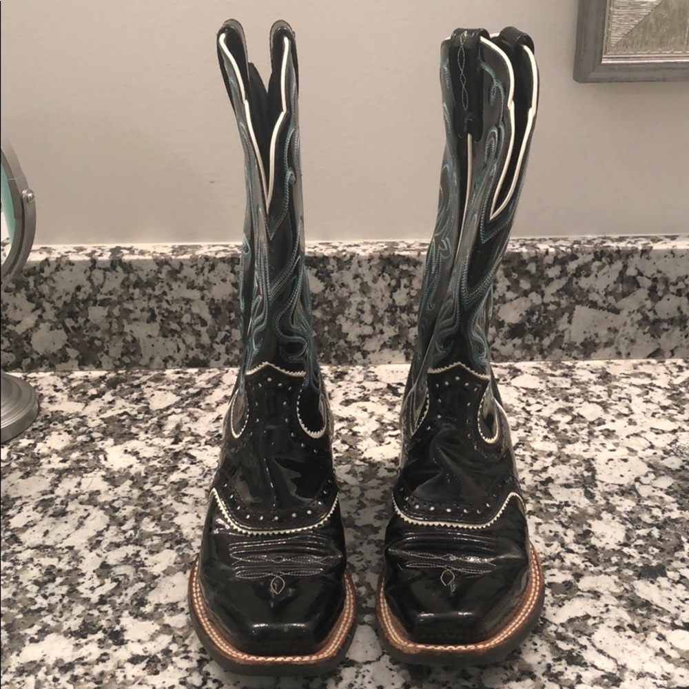 Ariat Cowboy boots- black and turquoise